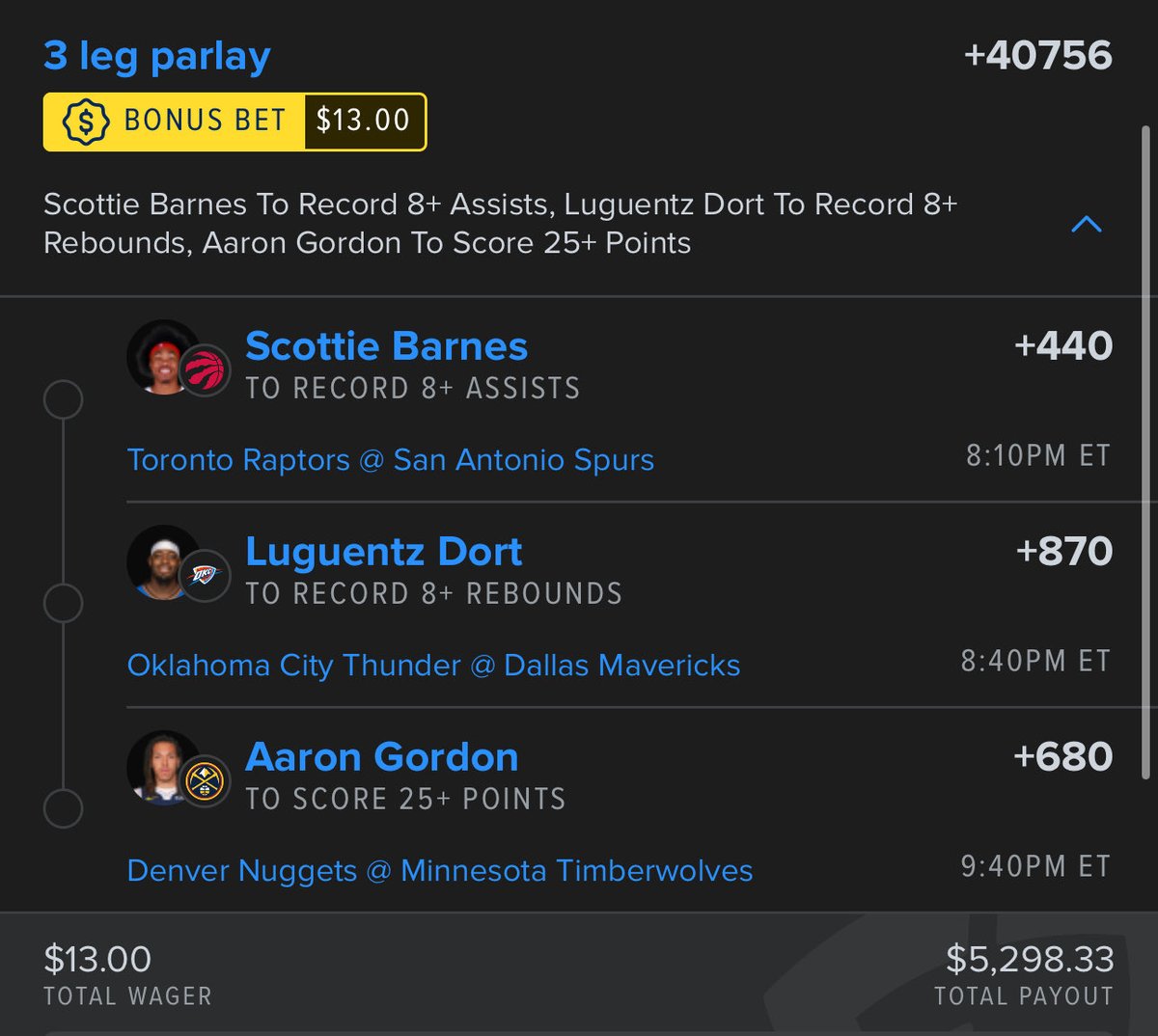 Couple bonus bets to share ⚡️

Don’t forget the RR ♻️