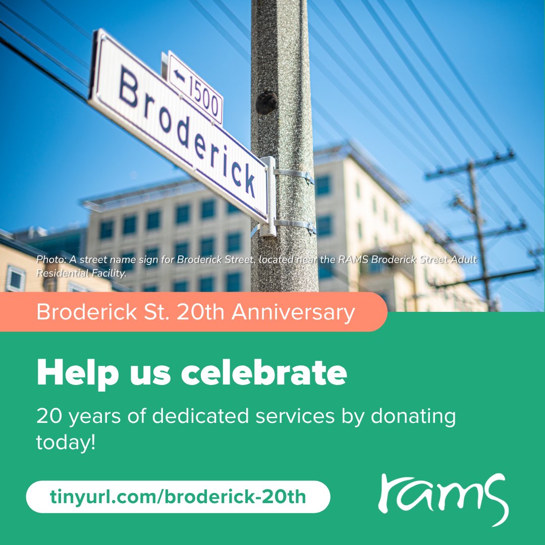 RAMSInc's tweet image. At RAMS Broderick St. Adult Residential Facility, 33 residents find not just housing, but also stability, care, &amp;amp; connection through daily medical support &amp;amp; recreational activities. Help us celebrate 20 years of dedicated services by donating today: tinyurl.com/broderick-20th
