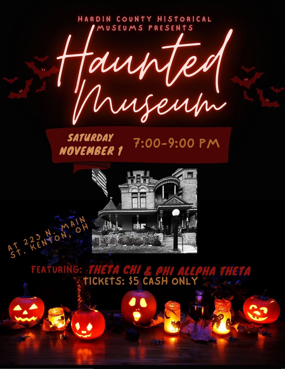 Looking for something to do on the Halloween weekend?

@patatonu is teaming with the Hardin County Historical Museums at 223 N. Main in Kenton, OH ,and Theta Chi to scare people Saturday night from 7-9PM.

We hope to see you there!

<a href="/DavidStritt/">David Strittmatter</a> <a href="/rawatersjr/">Rob Waters</a> <a href="/onuhpg/">HPG at ONU</a> <a href="/ONU_ICAPP/">ONU Institute for Civics and Public Policy</a>