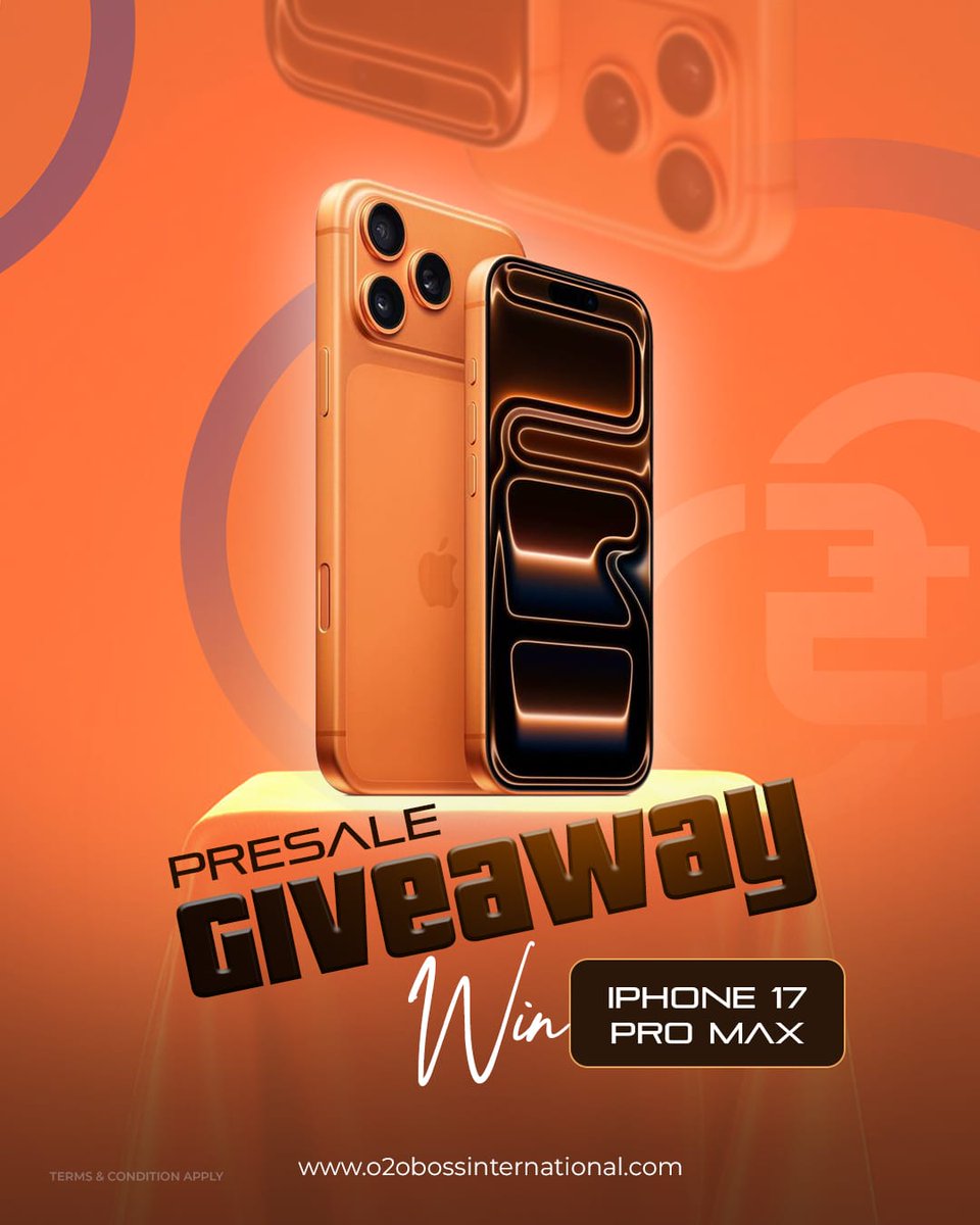 O2OBOSS's tweet image. 🚀 🎁 Join the O2OBOSS PreSales &amp;amp; WIN brand new iPhone 17 Pro Max📱✨

✅ How to Participate
1️⃣ Buy at least $300 worth of O2O Tokens in the presale.
2️⃣ Follow us on Telegram &amp;amp; X (Twitter).
3️⃣ You’re in the draw

🔥 Don’t miss this chance..
#RWA #Crypto #o2o #orangeERA #iPhone17