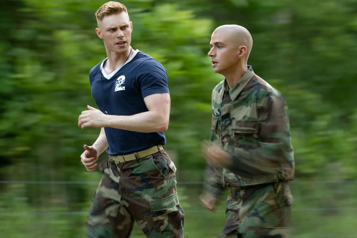 nicknotes2's tweet photo. Cameron Cope (Miles Heizer) and Captain Liam Sullivan (Max Parker) are smashing stereotypes in 'Boots' (Netflix). Instead of 'will-they, won't-they,' they explore a greater purpose: the importance of discovering oneself through the guidance of another. 
https://t.co/VgFAv4fWoK https://t.co/avuQ5ZETXh