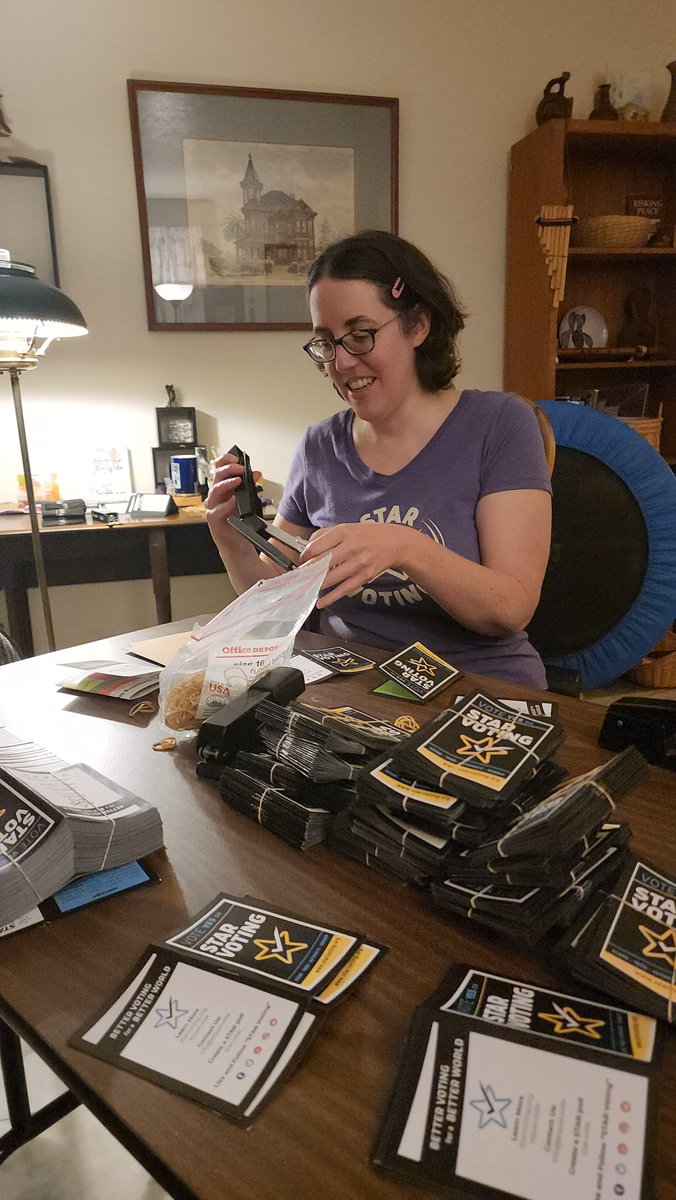 5starvoting's tweet photo. Volunteers recently got together in Portland to fold and staple STAR Voting minizines. Big thank you to the volunteers! @5STAROregon

These zines are a great way to spread the word about STAR Voting at events, while tabling, while canvassing, or any time! https://t.co/yfgTxbNpgk