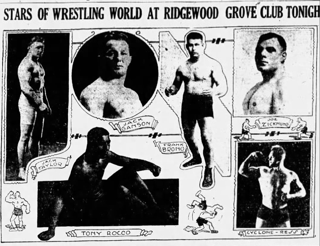 Some of Rudy Miller's stars of wrestling at the Ridgewood Grove Arena, 1928.