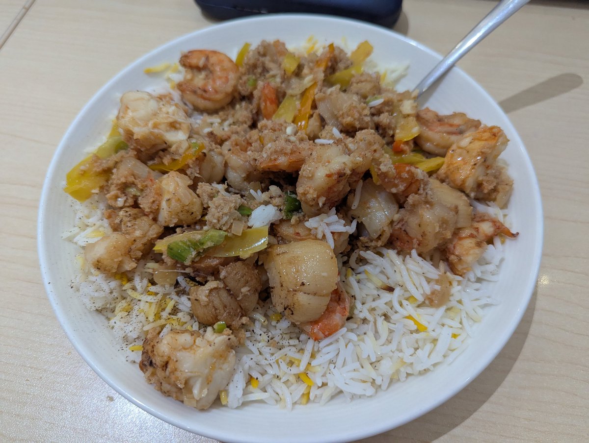 Seafood work supper today. Lobster scallop shrimp