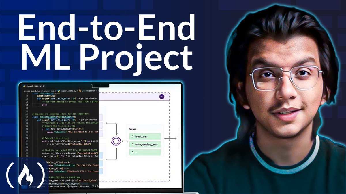freeCodeCamp's tweet image. If you want to learn how to build & deploy ML models, this course is for you.
It covers Exploratory Data Analysis, Feature Engineering, Model Validation, & MLOps integration.
By the end you'll be able to manage complex data projects & deploy your models.…