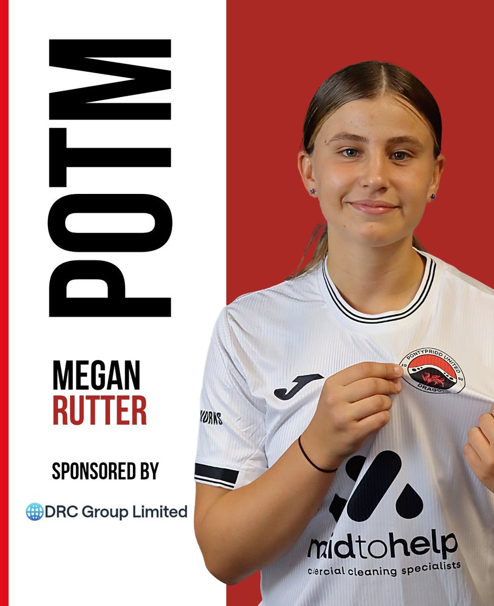 PontyUnitedW's tweet image. Our Player of The Match vs Cardiff City Women 

Megan Rutter - Her Senior Debut and a great performance from the 16 year old Centre Back. 

Well Done Meg! 💪🐉

#WeAreUnited #OneClub