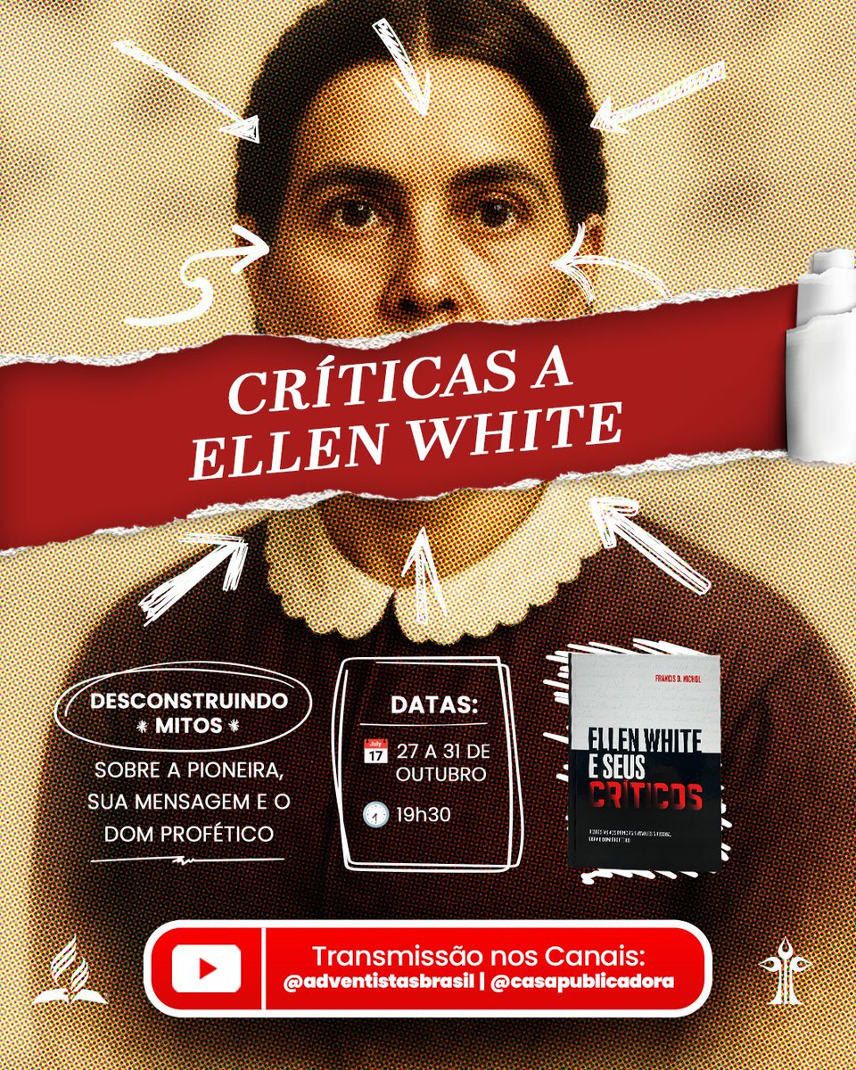 Por que os adventistas falam tanto sobre Ellen White?
📺 De 27 a 31/10, às 19h30, uma série vai revelar fatos e desfazer mitos.
▶️ youtu.be/833MPCryNY4