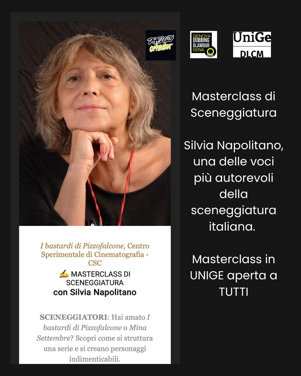 Al Dubbing Glamour Festival Masterclass di sceneggiatura con Silvia Napolitano, CSC Centro sperimentale di Cinematografia  #dubbingglamourfestival #sceneggiatura #scrittori #studenti  #unige