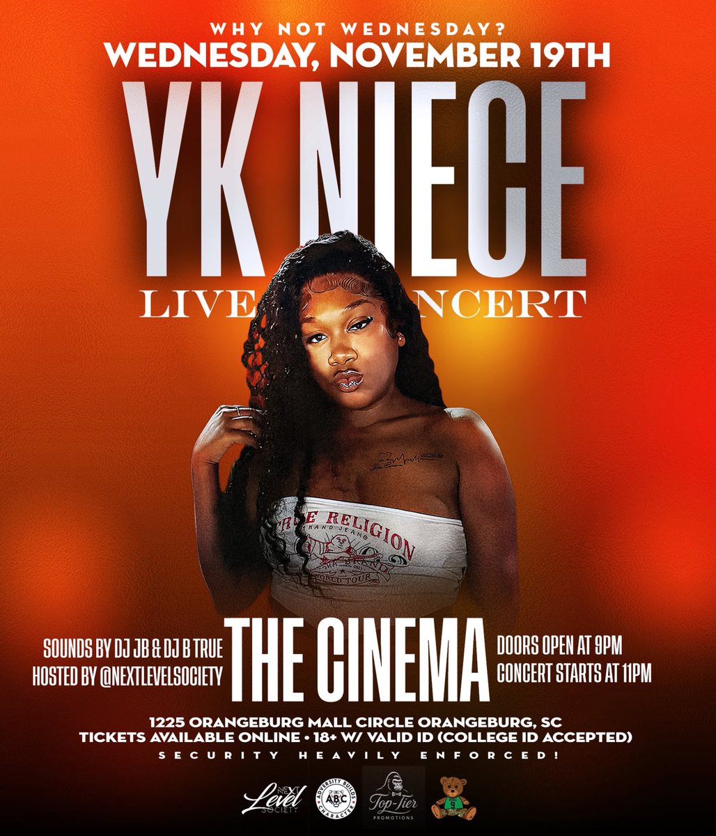 RondoPromoLLC's tweet image. Wednesday, November 19th 

#WhyNotWednesday 🔥

@YKNiece Performing Live 💫
#SCSU &amp;amp; #CU Takeover

18+ Event — College ID Accepted 

Hosted By @nextlevelsociety__ 

Sounds By @dj_btrue  &amp;amp; @djjb_worldwide  🔥

Doors Open At 9pm

Show Starts At 11pm Sharp! 🎟️

Ticket Link In Bio 📍