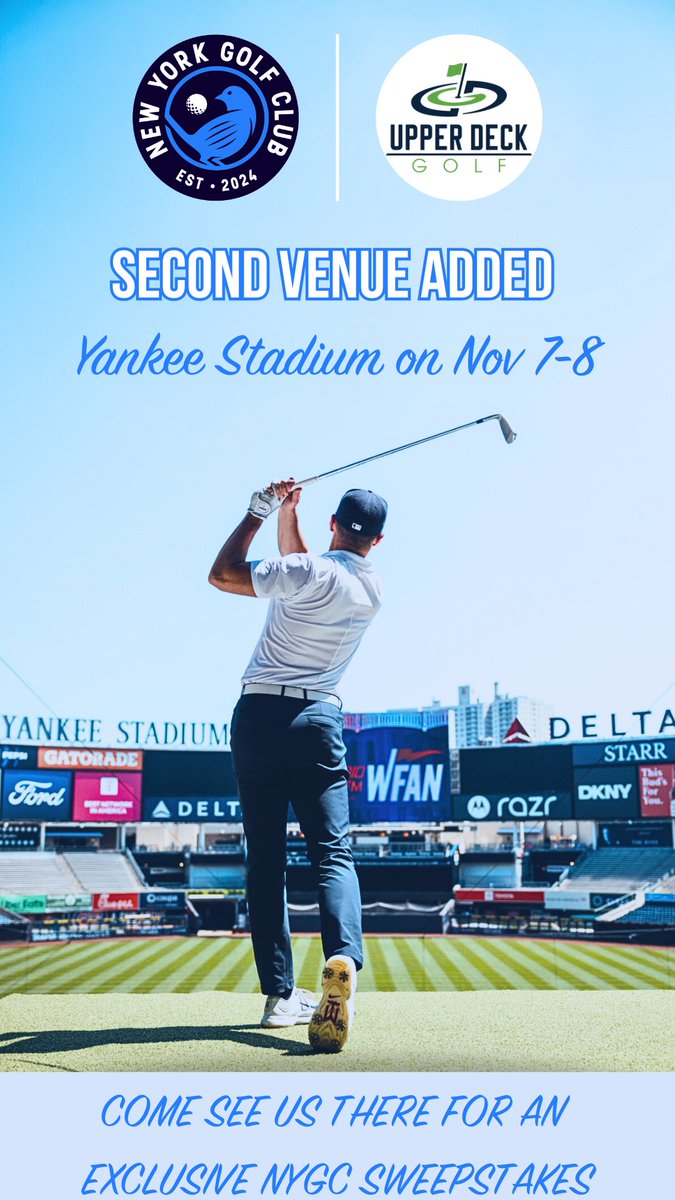Join us at the #UpperDeckGolf Yankee Stadium event next Friday and Saturday