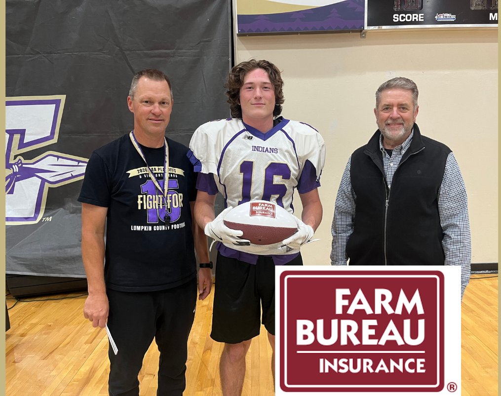 Congratulations to Senior RB Nolan Matthews on being selected as Lumpkin County Farm Bureau Player of the Week. Against Dawson County, Nolan amassed 262 yards on 24 carries and scored 2 TDs. #hardworkpaysoff