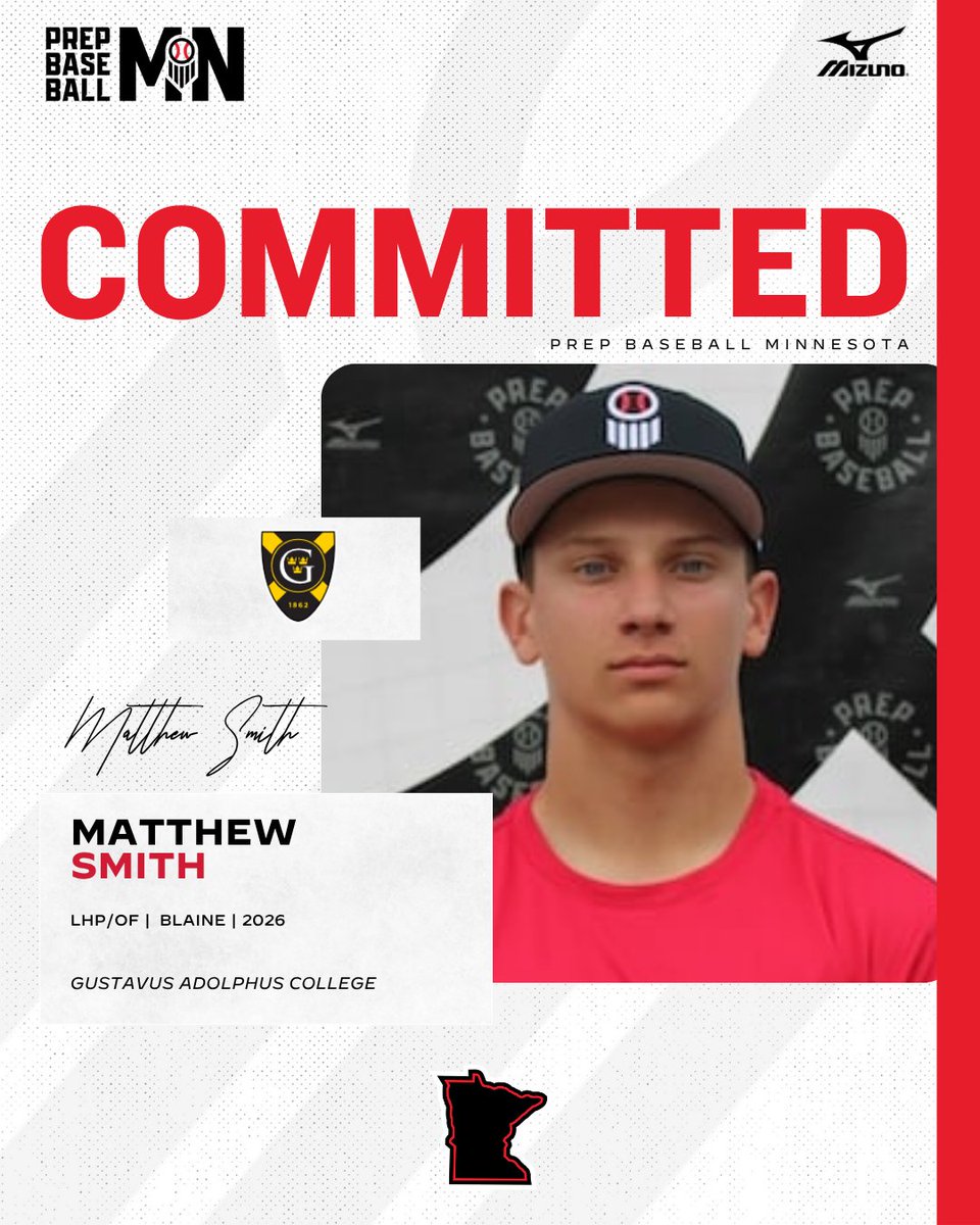 𝗖𝗢𝗠𝗠𝗜𝗧𝗠𝗘𝗡𝗧 𝗪𝗔𝗧𝗖𝗛 🎓

Matthew Smith (2026, LHP/OF, Blaine) commits to Gustavus Adolphus College.

ᴘʀᴏꜰɪʟᴇ
loom.ly/TfXPZo4

<a href="/MattS2026/">Matthew Smith</a> ✖️ <a href="/GustieBaseball/">Gustavus Baseball</a>