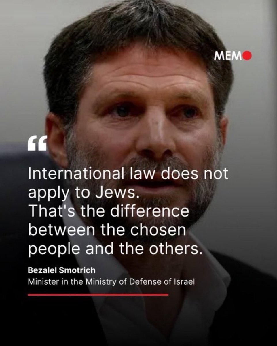 emiliegomis's tweet image. 👉🏿" Les lois internationales ne s'appliquent pas aux juifs. C'est la différence entre le peuple élu et les autres."
Bezalel Smotrich, Ministre délégué au ministère de la Défense d’Israel ☠️
