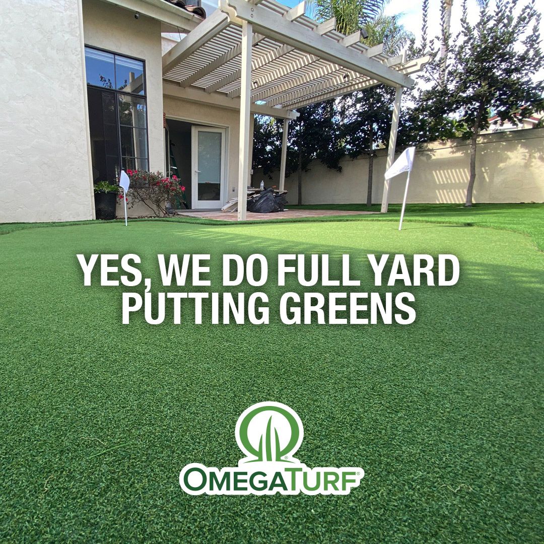 OmegaTurf's tweet image. We design and build custom putting greens in any space you want—even converting the whole yard (ask your better-half first).  We have 20 years of experience installing #SyntheticTurf greens—backed by our Industry Leading 15 Year Warranty.
Call 619-841-4010 for a Free Consultation