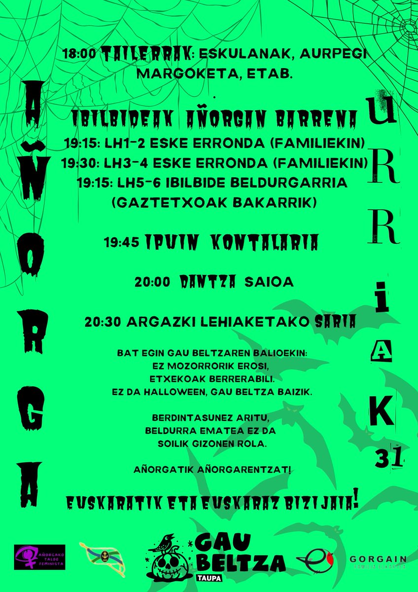 #Añorga #GauBeltza #AñorgaKKE #Gorgain
🦇🎃🦇🕯️🦇🌕🦇
BADATORRELA AÑORGAKO GAU BELTZA!!!