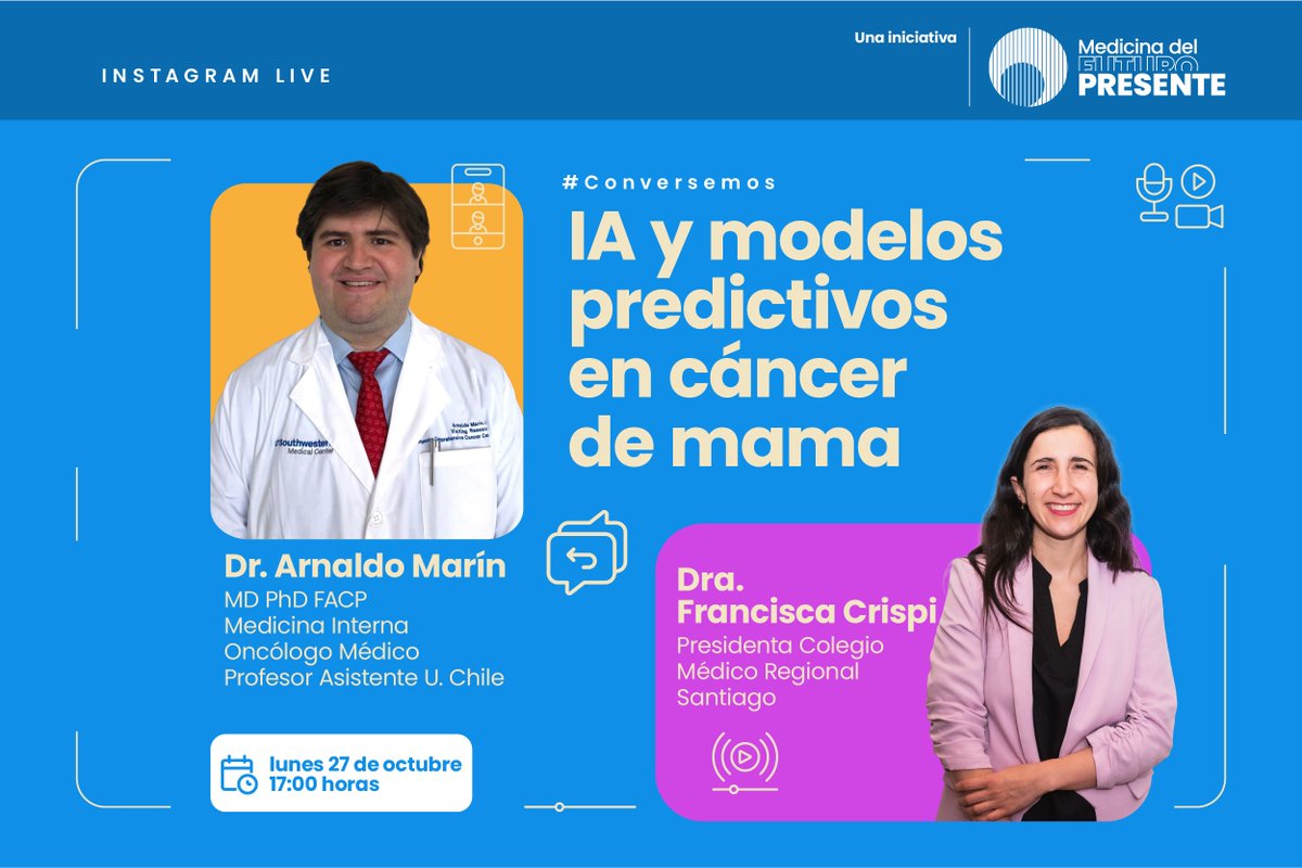 🔴Sigue en vivo esta conversación sobre el Proyecto MIRAI: una colaboración entre las facultades de Medicina e Ingeniería de la <a href="/uchile/">Universidad de Chile</a>, <a href="/HospitalDigital/">Salud Digital / Hospital Digital</a> y el MIT para el uso de la IA para la detección precoz del cáncer de mama. 

instagram.com/colmedsantiago…
#mesrosa #cancerDeMama