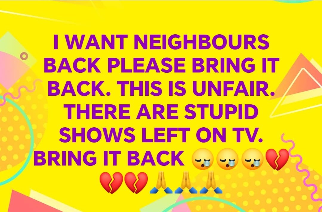 #SaveNeighbours It's not just a tv show it's an institution. Come on Amazon Prime Video  <a href="/BBC/">BBC</a> @itv MGM+ UK share in the love for #Neighbours