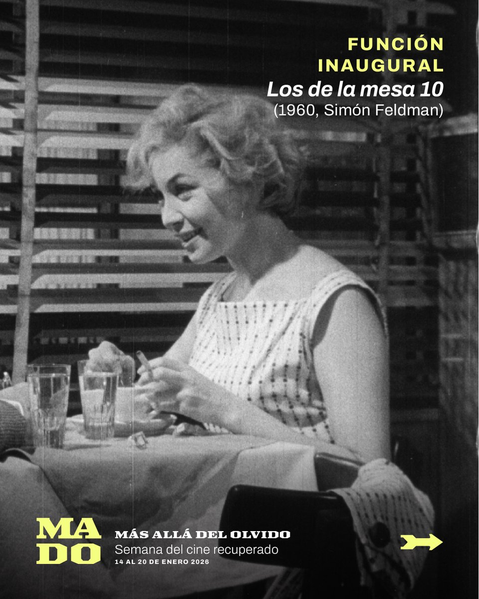 MuseoDelCineBA's tweet image. Hoy en el #DíaMundialdelPatrimonioAudiovisual, #MADO anuncia su función de apertura 
14 de enero - 22 h 
Los de la mesa 10 (1960, Simón Feldman)

Reconstrucción digital (4k) a cargo del @MuseoDelCineBA de esta obra fundamental de la generación del 60. 
#Mecenazgo #BancoIndustrial