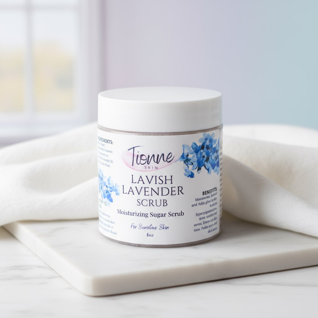 Lavish Lavender Body Scrub is a moisturizing sugar scrub that has a nice lavender scent 

-Lavender helps to promote relaxation, calmness and better sleep
-The sugar scrub gently exfoliates skin providing you with soft, smooth and moisturized skin that feels clean