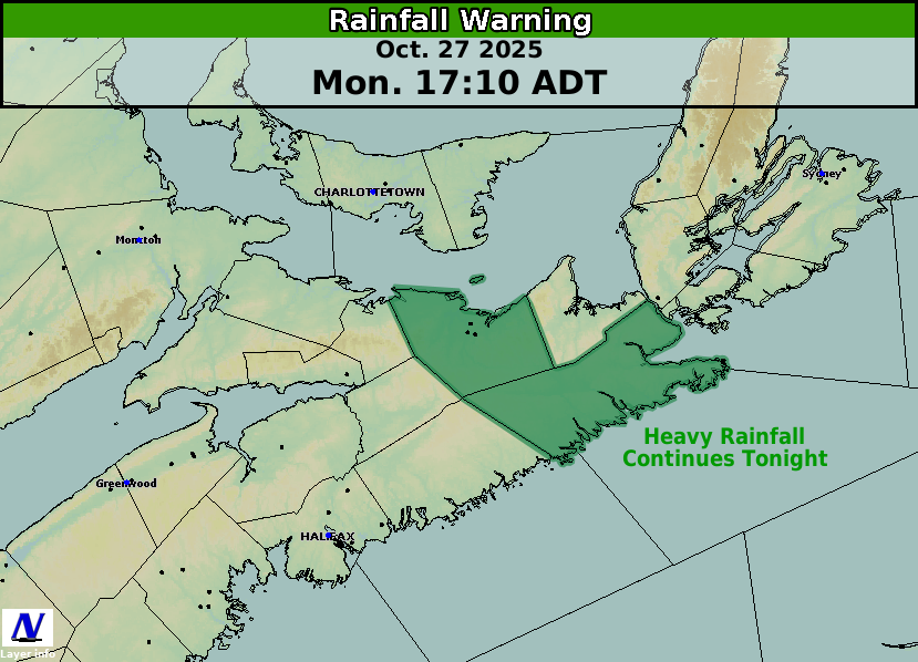 ECCCWeatherNS's tweet image. ⚠️ Rainfall Warning remains in effect for tonight. #NSStorm ow.ly/8XiH50XiGfN