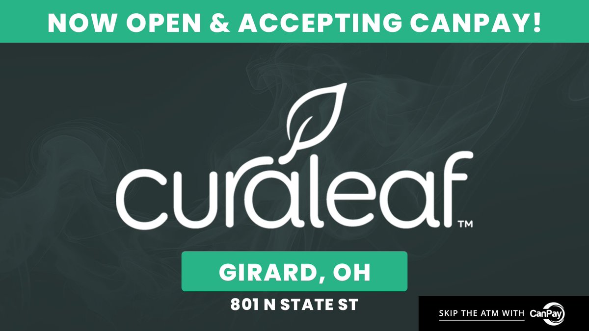 The fine people <a href="/Curaleaf_Inc/">Curaleaf</a> are now open in Girard, OH ( 801 N State St)! They are accepting CanPay, so you can get in and out quickly with your smartphone at checkout! - curaleaf.com

#GirardOH #OHcannabis #OHMMJ #CanPay #YesWeCanPay