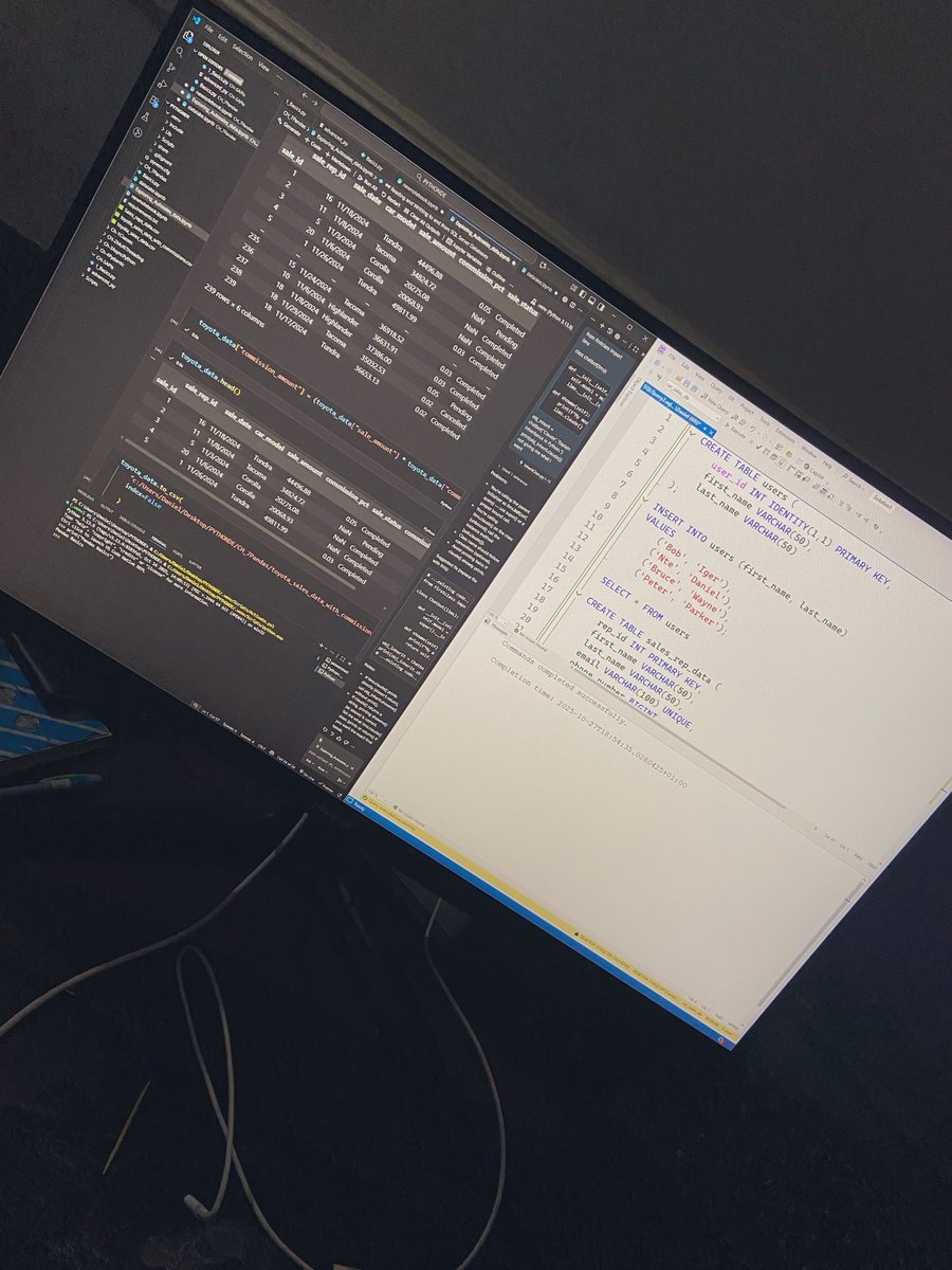 iam_daniiell's tweet image. 𝗗𝗮𝘆 𝟭𝟳: 𝗣𝗮𝗻𝗱𝗮𝘀, 𝗙𝗶𝗹𝗲𝘀 & 𝗦𝗤𝗟.
Today was about data movement — how data flows between files, code, and databases.
This is where pandas stops being “a library” and starts feeling like a real ETL tool. 🧵
𝗙𝗶𝗹𝗲 𝗜/𝗢 (𝗜𝗻𝗽𝘂𝘁/𝗢𝘂𝘁𝗽𝘂𝘁)
Data comes from…