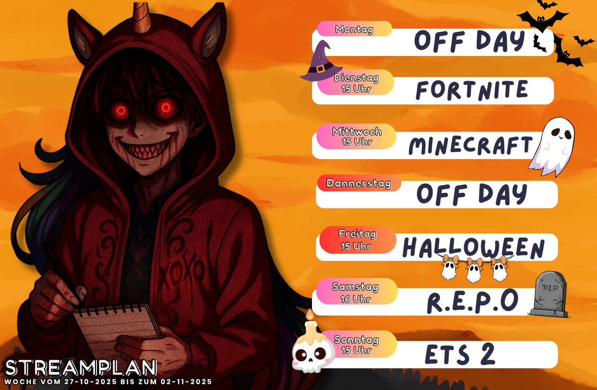 Hier ist mein Streamplan für diese Woche – wir sehen uns in den Livestreams!