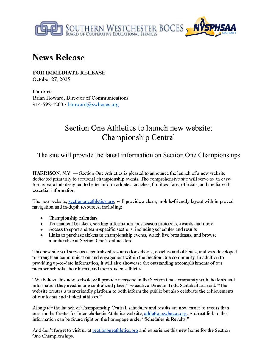 Section I Athletics tweet media