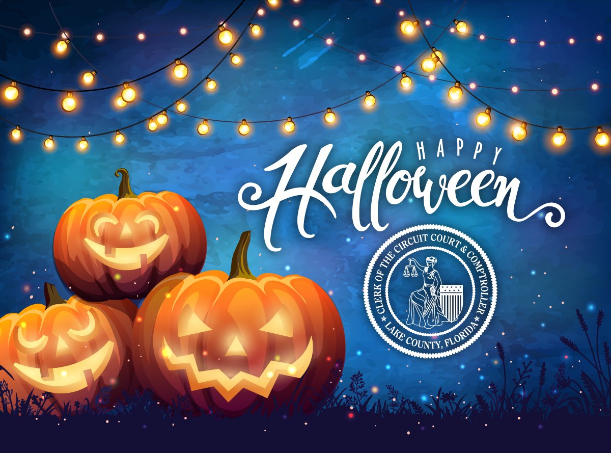Happy Halloween from the Lake County Clerk's Office.

We hope you have a happy, safe, and spooky night. 🎃👻