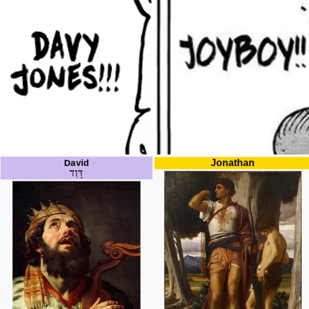 [#ONEPIECE] Theory

Title: "𝐃𝐚𝐯𝐲 𝐉𝐨𝐧𝐞𝐬 &amp; 𝐉𝐨𝐲𝐛𝐨𝐲 𝐏𝐚𝐫𝐚𝐥𝐥𝐞𝐥 𝐓𝐨 𝐃𝐚𝐯𝐢𝐝 &amp; 𝐉𝐨𝐧𝐚𝐭𝐡𝐚𝐧 𝐅𝐫𝐨𝐦 𝐓𝐡𝐞 𝐁𝐢𝐛𝐥𝐞"

Lets begin.