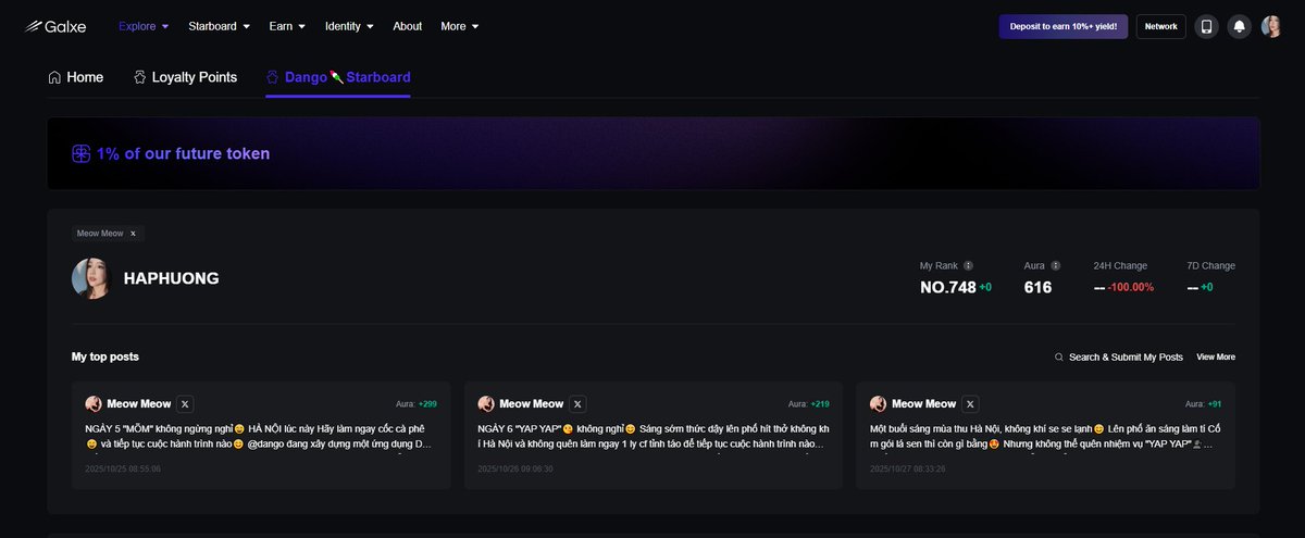 MeowCrypto2k's tweet image. GM Dango 🍡
🔥 @dango  đang tạo nên làn sóng bùng nổ mới trong thế giới DeFi!
Testnet-3 chính thức khởi động, đánh dấu một cột mốc quan trọng trong hành trình tiến tới Mainnet.
Sự kiện nhận OAT cũng bước vào tuần cuối cùng, với hơn 85,000 NFT đã được…