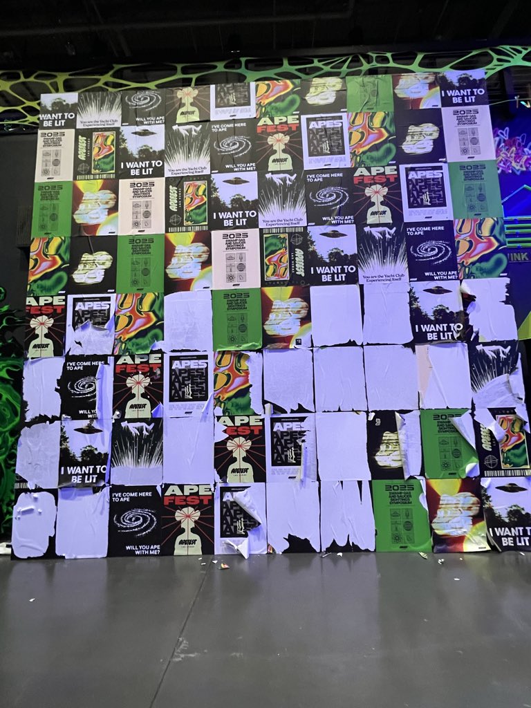 As I was leaving ApeFest Vegas, I couldn’t help but stop and smile when I saw what you <a href="/BoredApeYC/">Bored Ape Yacht Club 🍌</a> did to this wall.