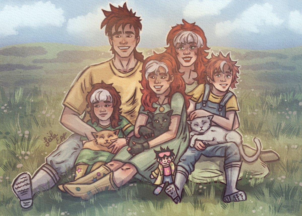 This has been awhile in the making, the LeBeau family! 💙 Featuring Rebecca, Oliver and Irene (wanted to include the comic book kiddos). My designs vary a bit from their comic versions but this is my take on them. 

The happily ever after these two deserve. 💚💜

#romy #xmen