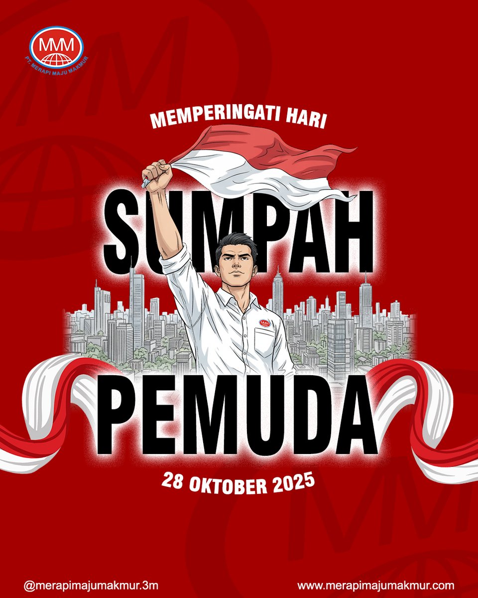 MerapiMJMkmr's tweet photo. Sebagai bagian dari pelaku industri nasional, PT Merapi Maju Makmur terus menjunjung tinggi nilai “Bertanah Air Satu, Berbangsa Satu, Berbahasa Satu Bahasa Indonesia” melalui semangat kolaborasi dan kontribusi nyata di dunia kerja.

#sumpahpemuda #suksestanpabatas https://t.co/L4XEI1BvhJ