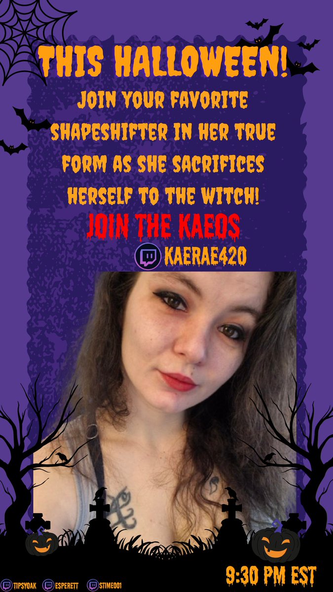 Kaerae420's tweet photo. This Friday!! Come join us in the kaeos! I will be hunting the witch and getting @Esperett @TipsyOak_Ttv and @stime001 killed in the process https://t.co/gsMouTAsAv