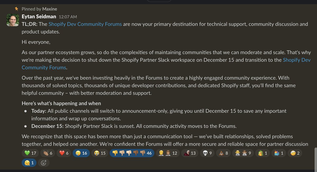 This is bad news, even if they disregard partner issues, but the partners can still engage in active discussions together.

And if you post on the forum, no one will pay attention, even if it is a critical issue like this one  👉 community.shopify.dev/t/theme-licens…