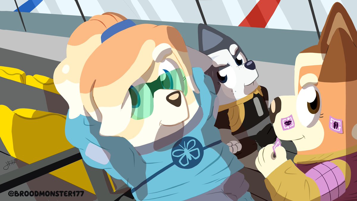 Frisky,Trixie and Chilli before a Hockey session,why not a photo...

#blueyart #blueytwt