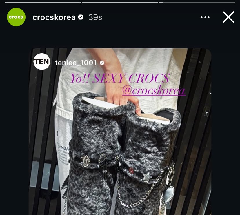 Crocs Korea มาแชร์สตอรี่พี่เตนล์ เริ่มเลยหรอ 🤩💅🏻

 #CrocskoreaxTEN
