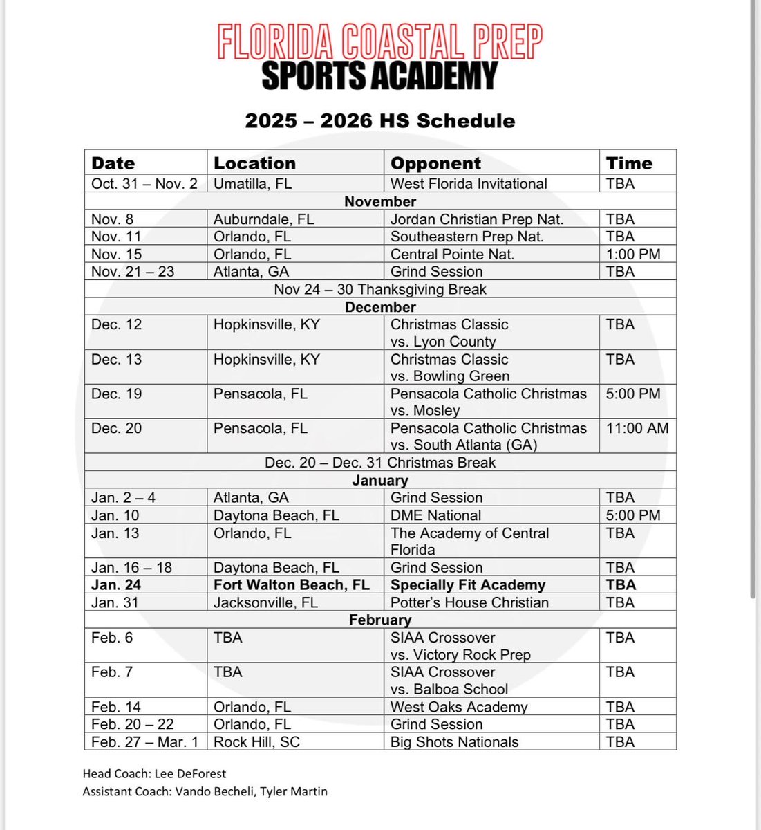Kai shao HS national schedule 2025-2026