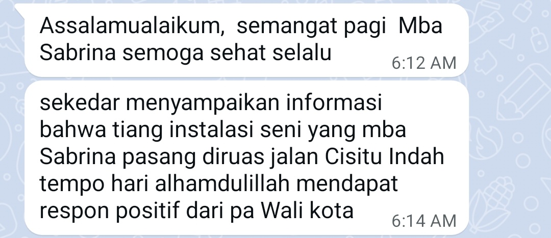 Masih inget srp gue yg plang pejalan kaki terbang di cisitu?

Pagi ini dikabarin pak RW kalau walkot merespon plang ini, dan bapak RWnya bahkan berbaik hati menjelaskan ttg ini instalasi sarkas dsb dsb (makasih bapak) 

Lalu kalau ada hilalnya, cisitu mau dikasih trotoar 🤠