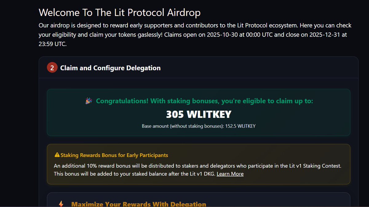 <a href="/LitProtocol/">Lit Protocol 🔑</a> Airdrop Checker Live🪂🪂

🔗 staking.litprotocol.com/airdrop

📅TGE : 31 OCT
🪙Total Supply : 1B
🪙Initial TGE : 220M
🪙Airdrop : 10%

✅Eligibility criteria👇

➖Node operators
➖Galxe participants
➖Discord contributors
➖Genesis NFT Holders
➖Builders