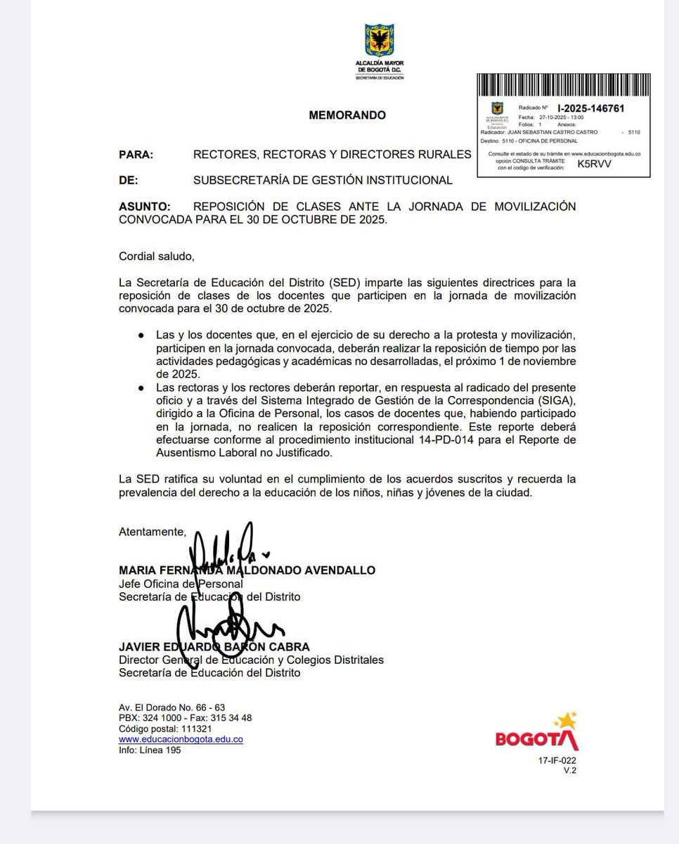 Nuevamente <a href="/Educacionbogota/">Secretaría de Educación de Bogotá</a> condiciona ejercicio movilización <a href="/adebogota/">ADE 🇵🇸</a> Magisterio Bogotá
Acabar proyectos que benefician estudiantes preescolar, cerrar aulas inclusión, negar permisos formación, entregar recursos sector privado, debe tener respuesta masiva en las calles
<a href="/fecode/">fecode</a>