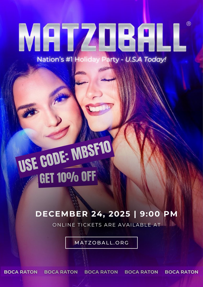 Don’t miss The Boston Matzoball event for singles 21 to 49 on Dec 24. Get your tickets now with code MBSF10 for 10% off!
matzoball.ticketspice.com/mb-boston-2025… 
#matzoball  #JewishSingles  #JewishDating  #JewishCommunity #jewishculture
