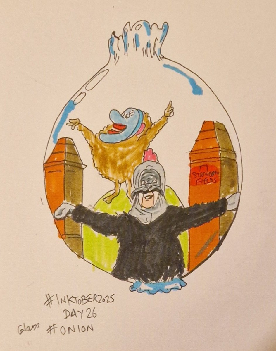 #inktober2025 day 26 glass #onion #beatles