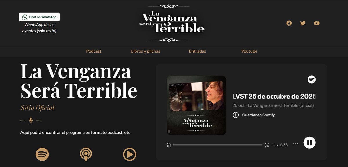 Hoy es un día para que largue lo que esté haciendo... y se concentre en lavenganzaseraterrible.com, allí encontrará todo lo que necesita para ser feliz. ❤️ 
El programa que salva vidas... se lo digo como médico. 😅🏥