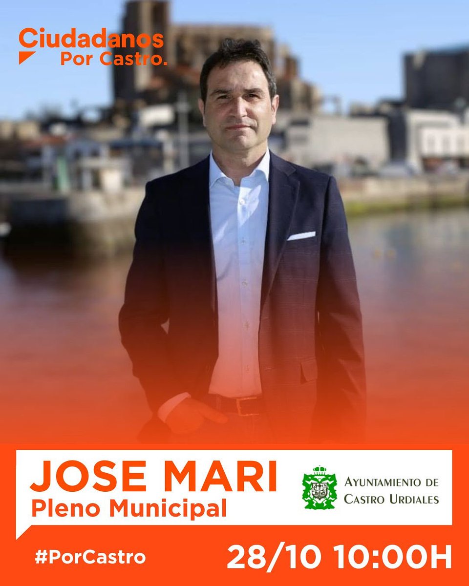 🟠 Mañana, 28 de octubre, a las 10:00h, nuestro portavoz Jose Mari @josemariliendo participará en el Pleno Municipal del Ayuntamiento de Castro Urdiales.

📍 Ayuntamiento de Castro Urdiales
🎥youtube.com/live/u5E4YklOJ…

#PorCastro #CiudadanosPorCastro #PlenoMunicipal #CastroUrdiales