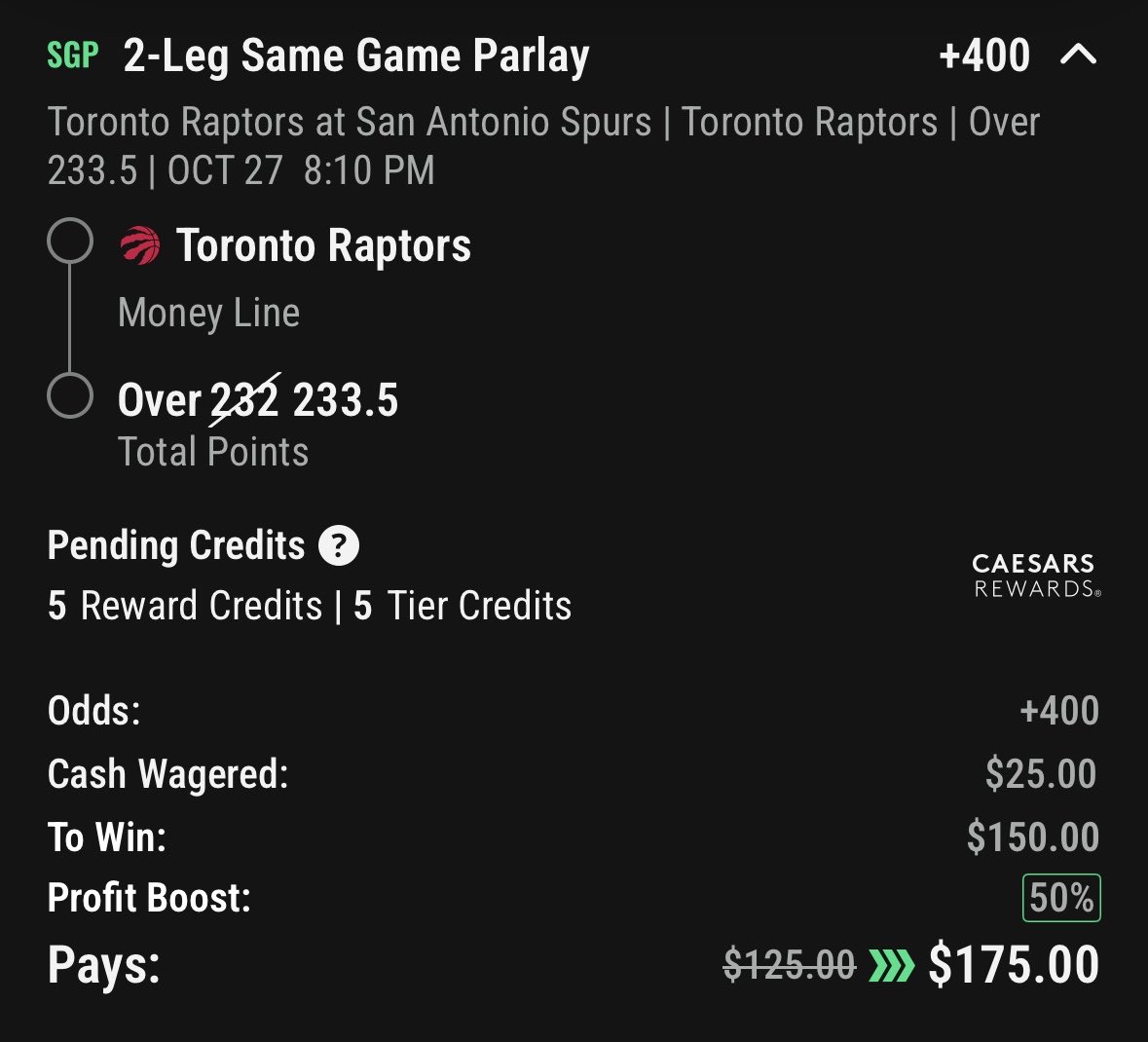 Evbettingplus's tweet photo. ποΈ Caesars 50% SGP Boost ποΈ
β
+400 β +600
Fair Value: +480
Play: 0.86 U
EV: 20.69 %
Correlation: DraftKings / FanDuel / Fanatics / BetRivers
β
π£ Toronto Raptors ML
π₯ Over 233.5
β
#Bookbreaker #Caesars #NBA #EVbets #SportsBetting #ValuePlay https://t.co/FjTZ78aJqF