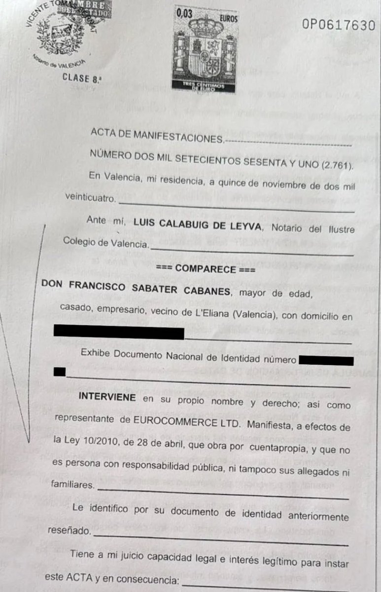 🔴 URGENTE

✔️ Notario español Luis Calabuig de Leyva admitió que el acta que certificaba la garantía de Cardama con el MDN por las patrulleras “debe ser una falsificación”.

✔️ Esa garantía fue clave para que el contrato entre Cardama y el Estado uruguayo comenzara a operar.

✔️