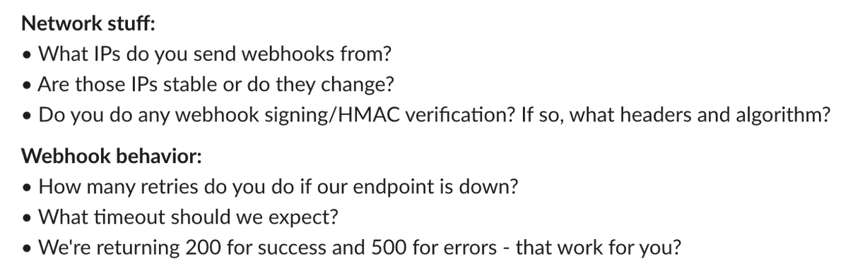raunakdoesdev's tweet image. everyone wants to roll their own webhooks until they get asked questions like these by IT/Security teams.
so glad we use @SvixHQ - makes this stuff easy peasy!