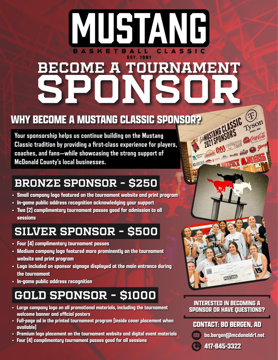 🏆 The tradition continues.

🏀The Mustang Basketball Classic returns December 10-13, 2025